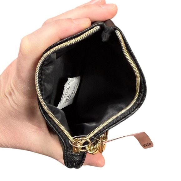 Victoria's Secret Black Saffiano Zip Coin Purse Key Ring Pouch NWT - Picture 4 of 4